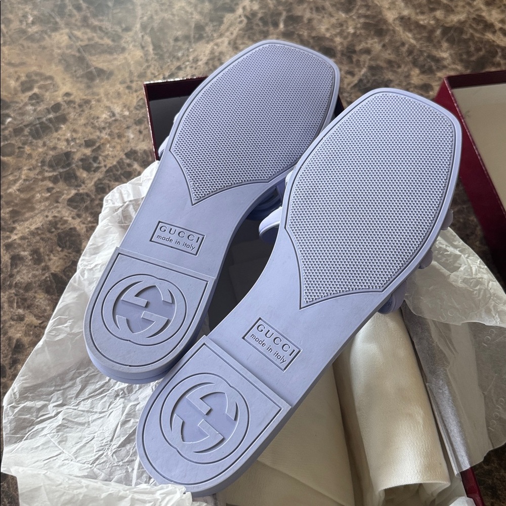 Gucci pvc rubber sandals logo flats slides lavender purple sz 40 - Picture 6 of 9